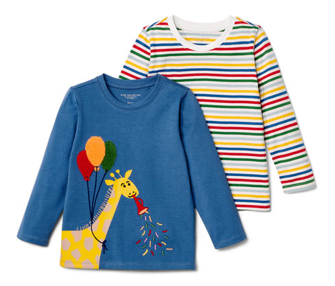 Tchibo - 2 Kinder-Langarmshirts - Jungen - Gr. 98/104 - weiß/print
