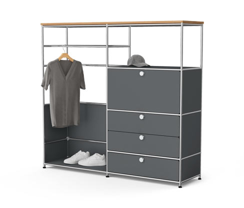 Tchibo - Kommode Metall »Cn3« mit Holzplatte - 154x42x140,5cm - chrom - Stahl / Aluminium / Kunststoff