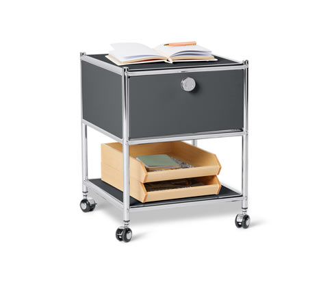 Tchibo - Beistelltisch mit Schublade Metall »Cn3« - 40x40x46,5cm - chrom - Metall / Stahl / Aluminium
