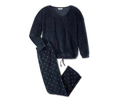 Tchibo - Nicki-Pyjama - Damen - Gr. M - weiß/gepunktet