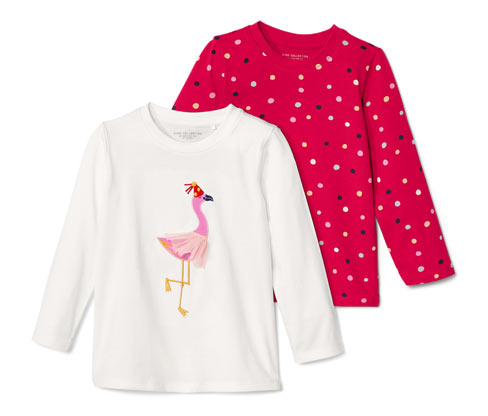 Tchibo - 2 Kinder-Langarmshirts - Mädchen - Gr. 122/128 - weiß/print