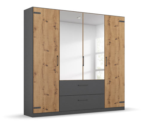 rauch Drehtürenschrank »Butte« - 181x57x197cm - grau - Holz