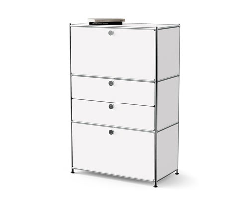 Tchibo - Kommode Metall »Cn3« mit 2 Klappenfächern und 2 Schubladen - 77x40x120,5cm - chrom - Stahl / Aluminium / Kunsts...