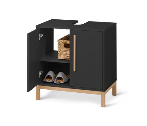 Tchibo - Waschbeckenunterschrank »Eklund« - 65x40x66,5cm - anthrazit - Holz / Eichenholz / Silikon