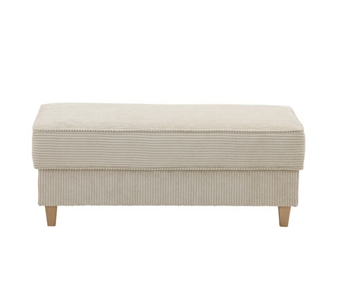Tchibo - Aufklappbare Hockerbank mit Stauraum in Cordstoff - 110x51x44cm - creme - Polyester / Holz / Buchenholz