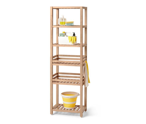 Tchibo - Massivholzregal - 45,7x30x150cm - braun - Holz / Stahl