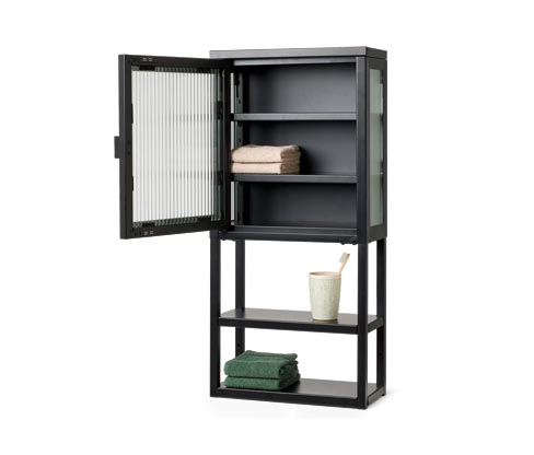 Thumbnail - Tchibo - Wandschrank mit Glastür - 40x18x85,5cm - schwarz - Metall / Glas