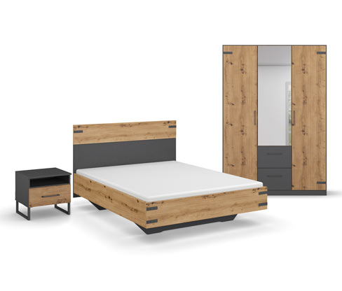 rauch Set »Butte« - 145x207x101cm - grau - Holz / Metall