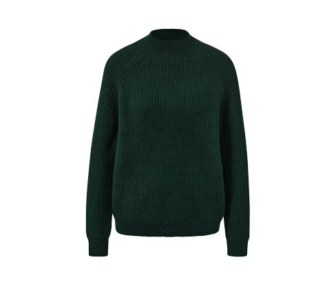 Tchibo - Strickpullover mit Stehkragen - Damen - Gr. L - dunkelgrün