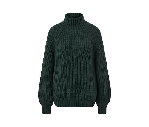 Tchibo - Strickpullover mit Stehkragen - Damen - Gr. M - dunkelgrün