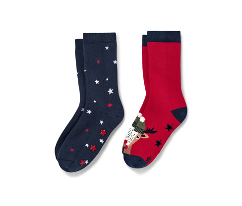 Tchibo - 2 Paar Kleinkind-Antirutsch-Socken - Herren - Gr. 23-26 - dunkelblau/jacquard