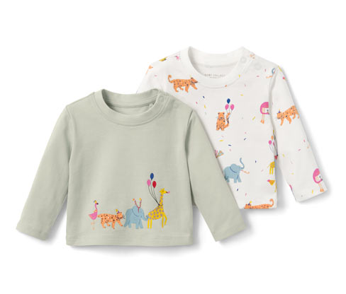 Tchibo - 2 Baby-Langarmshirts - Baby - Gr. 74/80 - mintgrün/print
