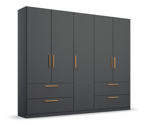 rauch Drehtürenschrank »Skandi« - 226x54x210cm - grau - Holz
