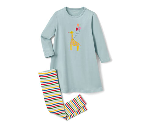 Tchibo - Kinder-Nachthemd mit Leggings - Mädchen - Gr. 98/104 - graublau/print