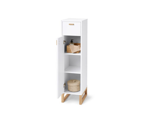Tchibo - Bad-Beistellschrank mit Schublade und Tür - 29x35x115cm - braun - Holz / Eichenholz