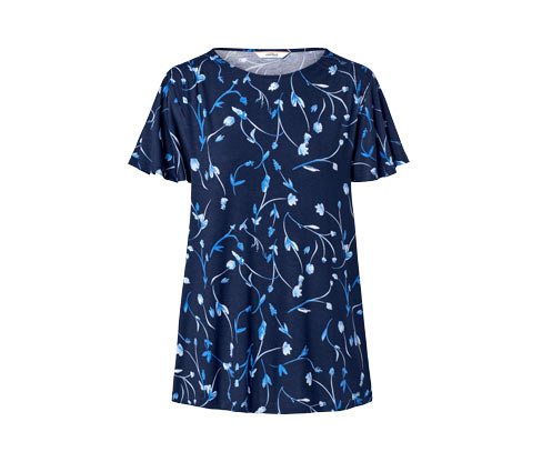 Tchibo - Blusenshirt mit Flügelärmeln - Damen - Gr. S - dunkelblau/print