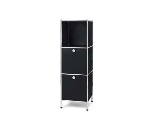 Tchibo - Schmale Kommode Metall »Cn3« mit 2 Klappenfächern - 40x40x127cm - schwarz - Stahl / Aluminium / Kunststoff