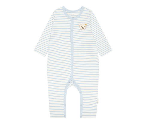 Steiff Baby-Strampler mit Knopfleiste - Gr. 86 - hellblau/gestreift