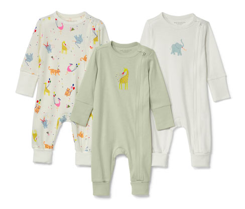 Tchibo - 3 Baby-Pyjamas - Herren - Gr. 98/104 - mintgrün/print