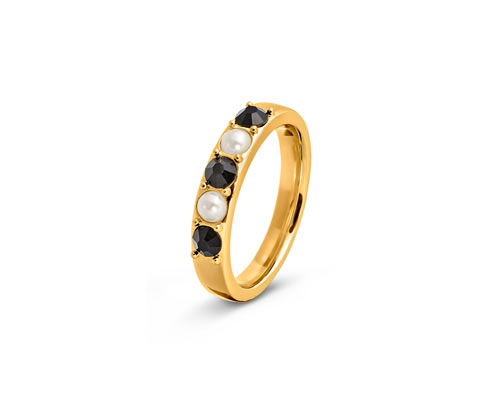 Tchibo - Ring Black and White - Damen - Gr. 18 - schwarz