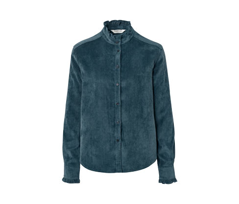 Tchibo - Cordbluse mit Rüschendetail - Damen - Gr. 44 - blau