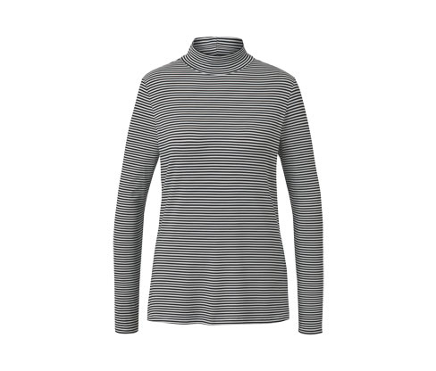 Tchibo - Gestreiftes Blusenshirt mit Stehkragen - Damen - Gr. M - schwarz/gestreift