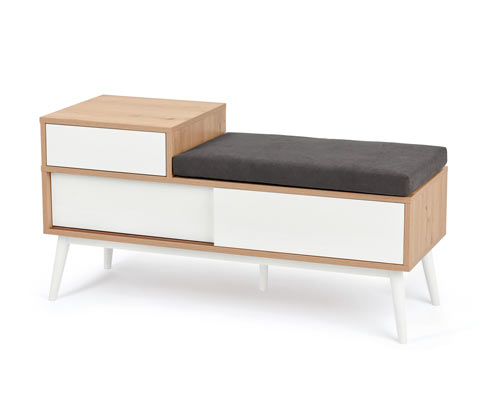 Tchibo - Sitzbank mit Schuhfach - 108x38x54,5cm - braun - Holz / Buchenholz / Polyester