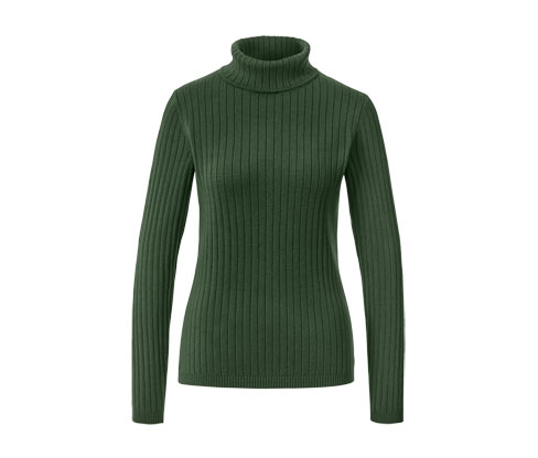 Tchibo - Gerippter Rollkragenpullover - Damen - Gr. L - dunkelgrün