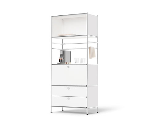 Tchibo - Regal Metall »Cn3« mit 1 Klappenfach und 2 Schubladen - 77x40x177,5cm - chrom - Stahl / Aluminium / Kunststoff