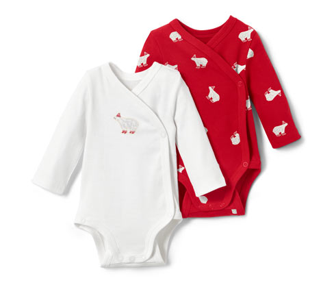 Tchibo - 2 Kinder-Langarmbodys - Baby - Gr. 62/68 - weiß/print