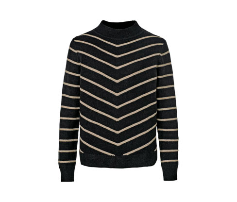 Tchibo - Gestreifter Strickpullover mit Stehkragen - Damen - Gr. XXL - schwarz/gestreift