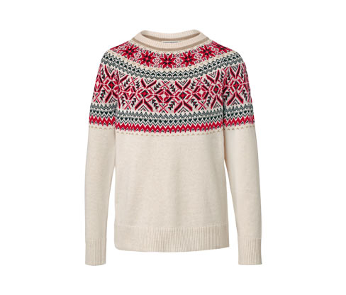 Tchibo - Norweger-Strickpullover - Damen - Gr. L - creme/jacquard