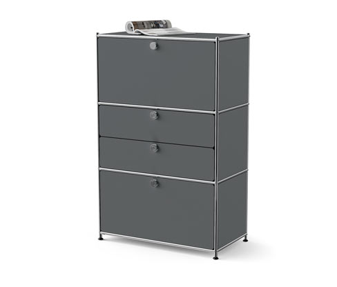 Tchibo - Kommode Metall »Cn3« mit 2 Klappenfächern und 2 Schubladen - 77x40x120,5cm - chrom - Stahl / Aluminium / Kunsts...