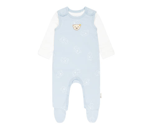 Steiff 2 Baby-Strampler - Herren - Gr. 62 - offwhite/print