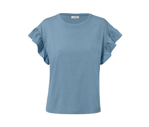 Tchibo - Shirt mit Volant - Damen - Gr. XL - blau