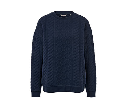 Tchibo - Sweatshirt mit Zopfmuster - Damen - Gr. L - dunkelblau/jacquard