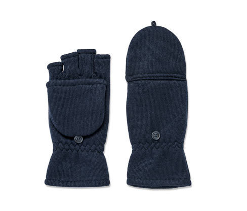 Tchibo - Kinder-Strickfleece-Klappfäustlinge - Herren - Gr. 134-152 - dunkelblau