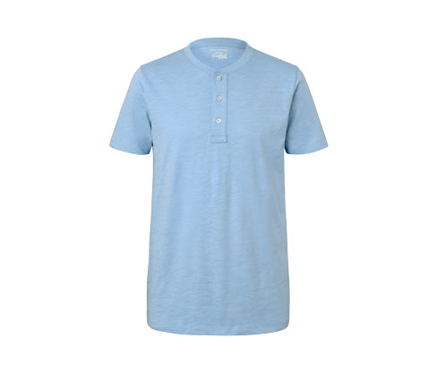 Tchibo - Kurzarm-Henley - Herren - Gr. S - hellblau