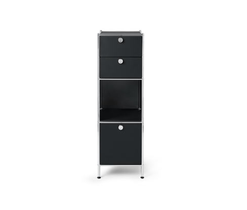 Tchibo - Schmale Kommode Metall »Cn3« mit zwei Schubladen und 1 Klappenfach - 40x40x127cm - schwarz - Stahl / Aluminium ...