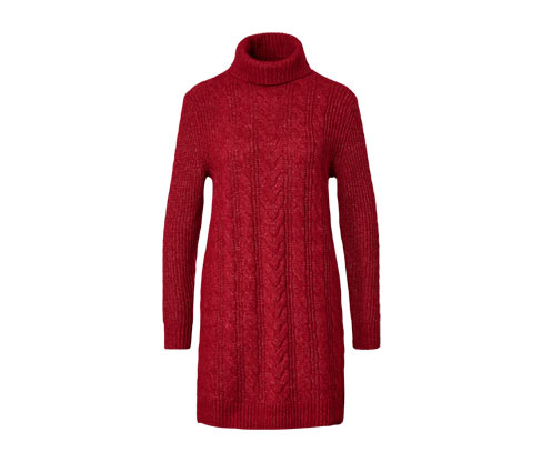 Tchibo - Langer Strickpullover mit Zopfmuster - Damen - Gr. S - rot