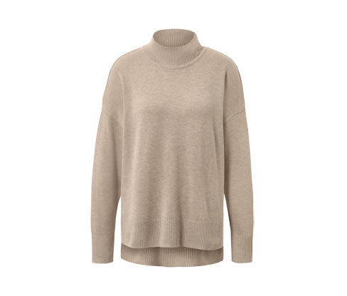 Tchibo - Feinstrickpullover mit Stehkragen - Damen - Gr. S - beige