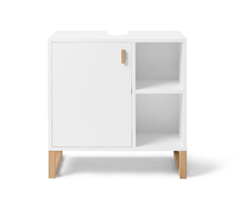 Tchibo - Waschbeckenunterschrank mit Tür und Seitenfach - 65x40x66cm - braun - Holz / Eichenholz