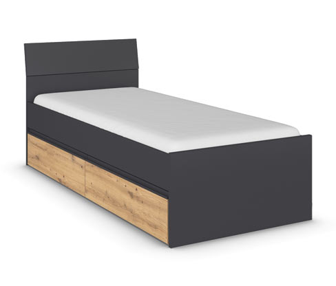 rauch Bett »Joel« mit 2 Schubladen - 1x6x101,5cm - grau - Holz