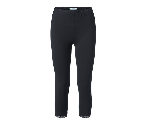 Tchibo - 3/4-Leggings mit Spitzenborte - Damen - Gr. S - schwarz