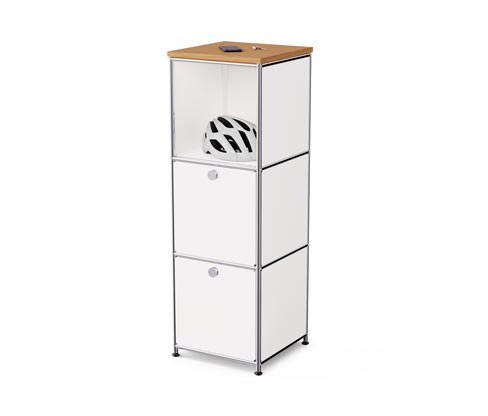 Tchibo - Schmale Kommode Metall »Cn3« mit Holzplatte und 2 Klappenfächern - 40,5x40,5x121,5cm - chrom - Stahl / Aluminiu...