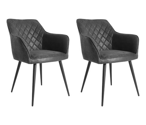 Eglo 2er-Set Stühle »Masantol« - 63x58x83cm - schwarz - Kunstleder / Polyester / Schaumstoff