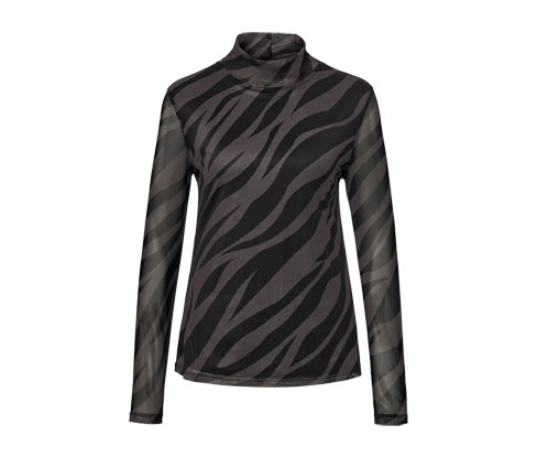Tchibo - Bedrucktes Mesh-Rollkragenshirt - Damen - Gr. S - schwarz/print