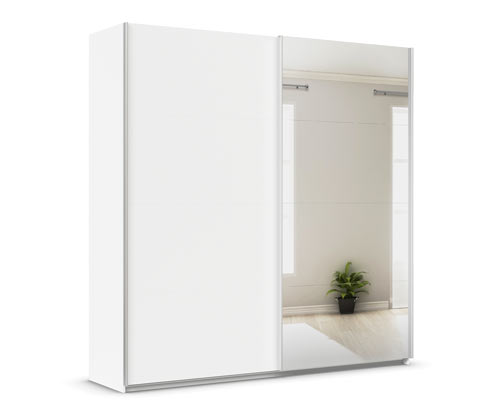 rauch Schwebetürenschrank »Quadra« mit Spiegel - 226x62x229cm - weiß - Holz