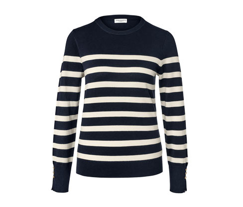 Tchibo - Gestreifter Feinstrickpullover - Damen - Gr. M - dunkelblau/gestreift