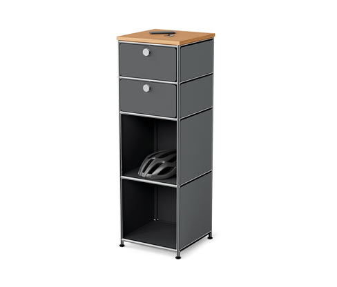 Tchibo - Schmale Kommode Metall »Cn3« mit Holzplatte und 2 Schubladen - chrom